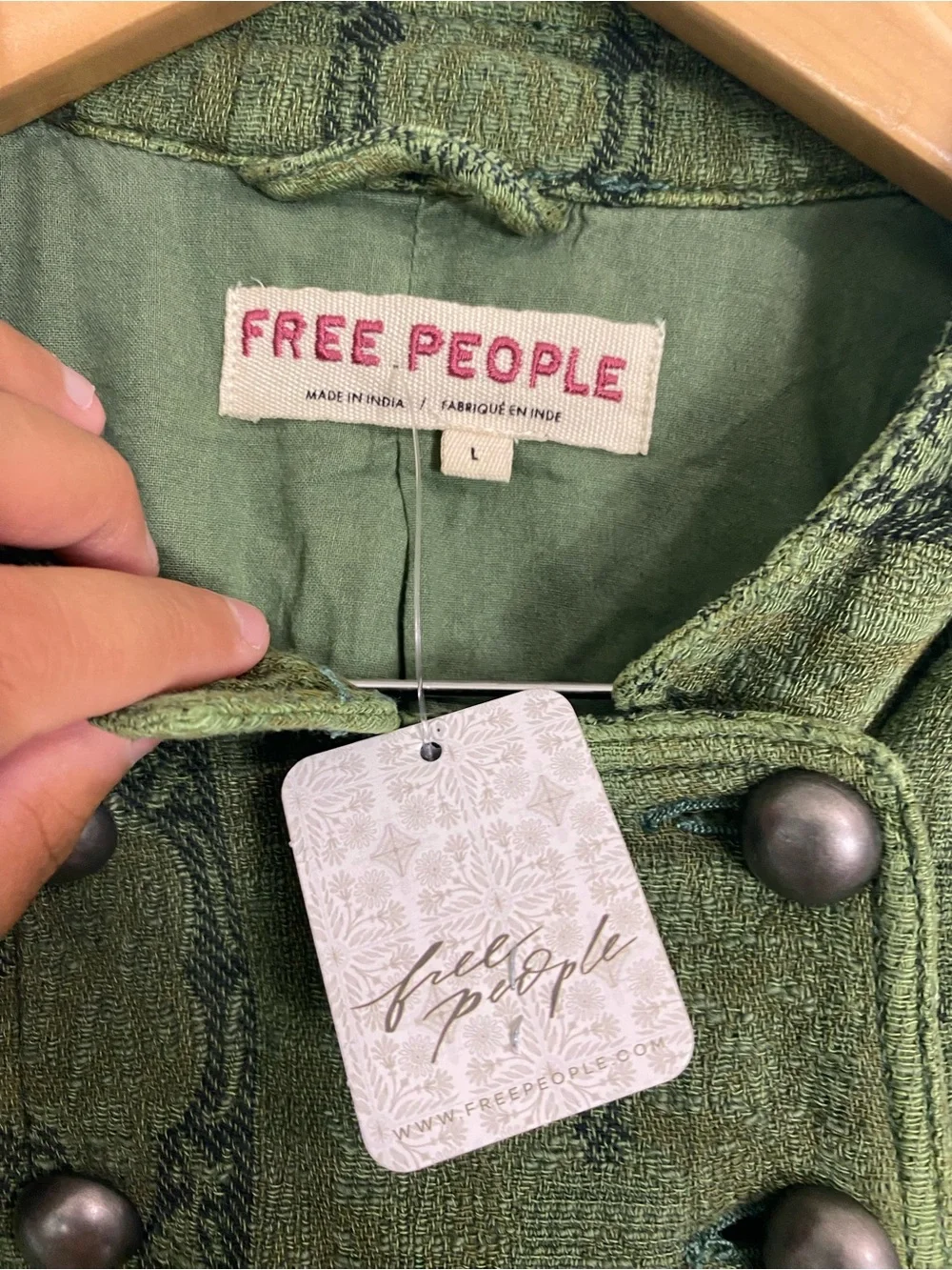 Free People Lotty Jacquard Jacket Green Military Tapestry Large - Picture 3 of 4